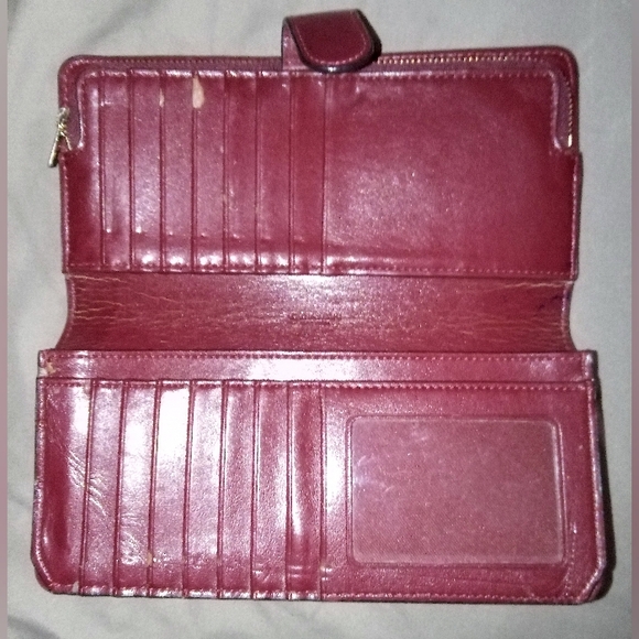 Authentic Vintage Coach New York Long Zipper Wallet Burgundy Wine Bordeaux Plum - Picture 4 of 14